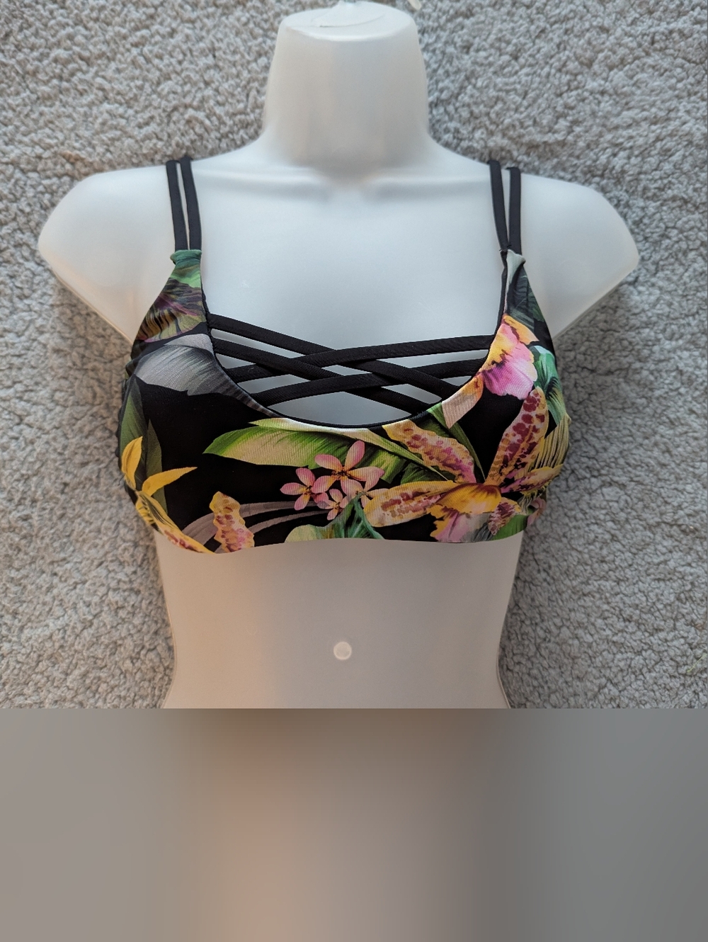 Toni bikini Tropical Floral Bikini Top Only Sz.S Reversible